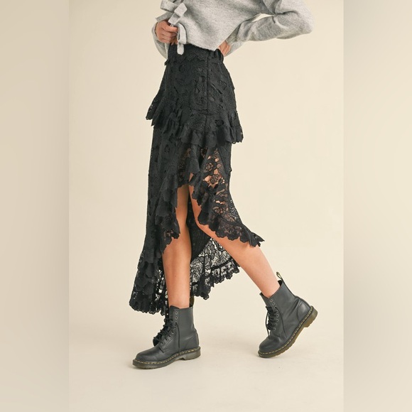 Mable Dresses & Skirts - Black Lace Maxi Skirt - Stylish Layered Design